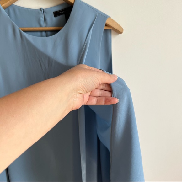 BCBGMaxAzria SHADOW BLUELORIELLE ASYMMETRICAL DRAPE TOP Size S - Picture 8 of 13